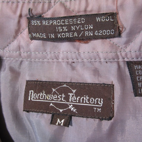 Vtg Northwest Territory Flannel Jacket M Tan Pink Plaid Wool Roll Cuff Chore 90s - Picture 8 of 9